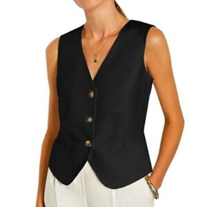 NEW Lilis Black Button-down Vest Size Large